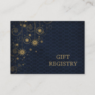Carte D'accompagnement or bleu Snowflakes mariage registre cadeau