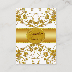 Carte D'accompagnement Or et monogramme floral blanc de mariage