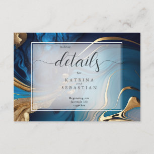 Carte D'accompagnement Or liquide Abstrait sur marbre bleu
