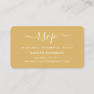 Carte D'accompagnement Or moderne et blanc Script simple RSVP