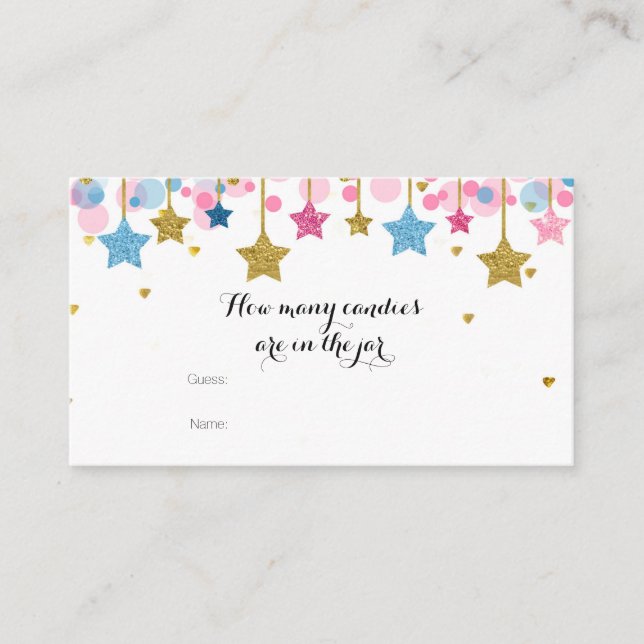Carte D'accompagnement Or rose bleu scintille Combien de bonbons dans le  (Devant)