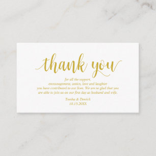 Carte D'accompagnement Or rustique moderne Jaune, Merci Mariage