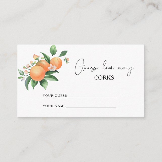 Carte D'accompagnement Orange agrume - devinez combien de bouchons jeu de (Devant)