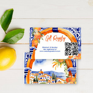 Carte D'accompagnement Orange bleu talavera tuiles qr registre cadeau