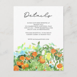 Carte D'accompagnement Orange Citrus Blossom Aquarelle Détails du Mariage