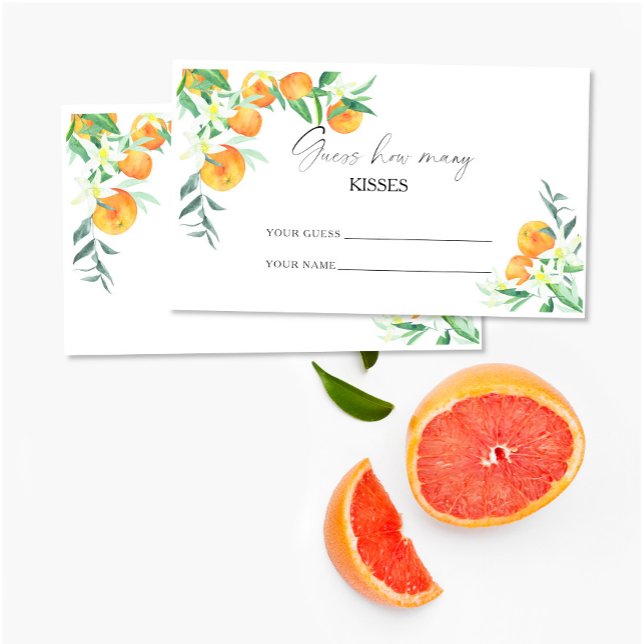 Carte D'accompagnement Orange citrus - devine combien de baisers jeu de m (Créateur téléchargé)