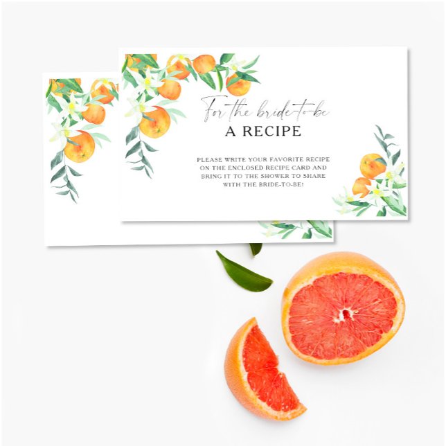 Carte D'accompagnement Orange Citrus - Recette pour la future mariée (Créateur téléchargé)