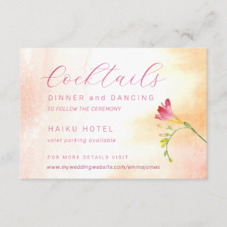 Carte D'accompagnement Orange et Rose Détails Hébergement RSVP Car