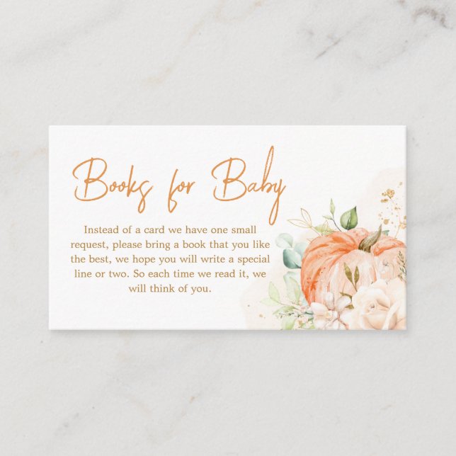 Carte D'accompagnement Orange Floral Sweet Little Citrouille Livres pour  (Devant)