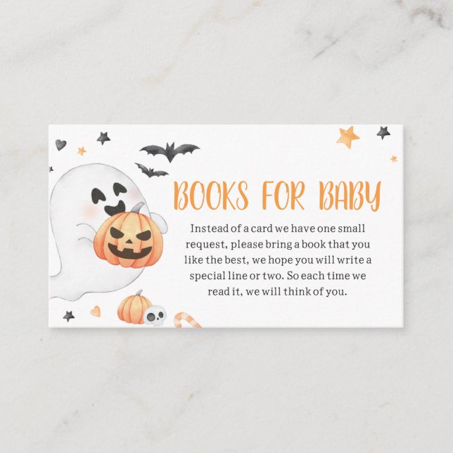 Carte D'accompagnement Orange Ghost Halloween petits livres pour bébé (Devant)