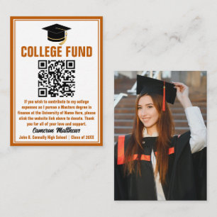 Carte D'accompagnement Orange Graduate Photo College Fund QR Code