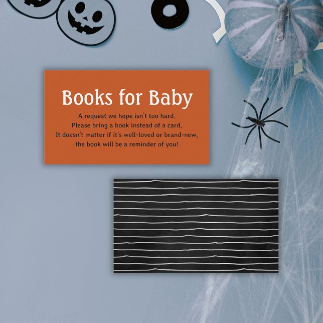 Carte D'accompagnement Orange Halloween Baby showers Livres Pour Bébé (Orange Halloween Baby Shower Books For Baby Enclosure Card)