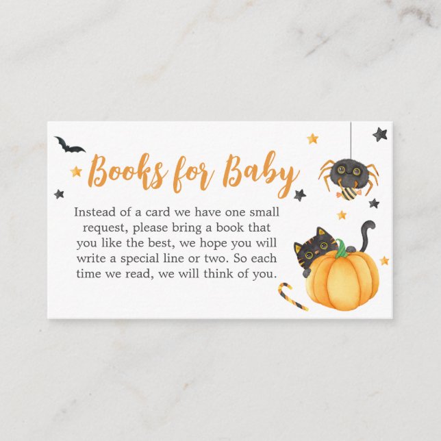 Carte D'accompagnement Orange Halloween Baby showers Livres pour bébé (Devant)