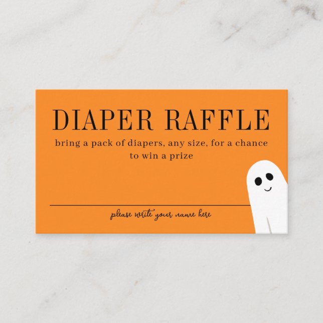 Carte D'accompagnement Orange Little Boo Baby shower Déchets Raffle (Devant)