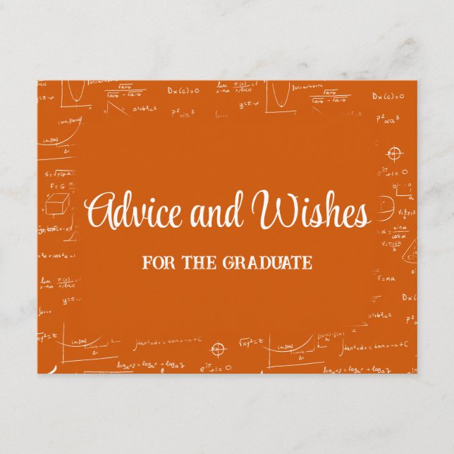 Carte D'accompagnement Orange Math Graduation Party Advice for Graduate (Devant)