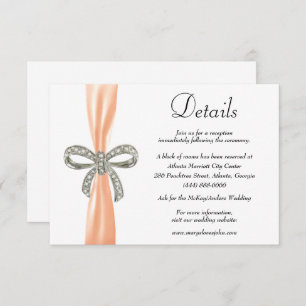 Carte D'accompagnement Orange Ribbon Diamond Bow Détails du Mariage