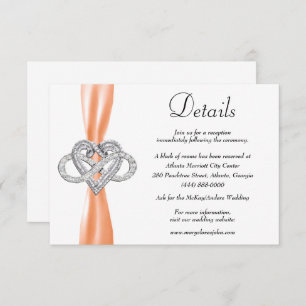 Carte D'accompagnement Orange Ribbon Infinity Heart Détails du Mariage