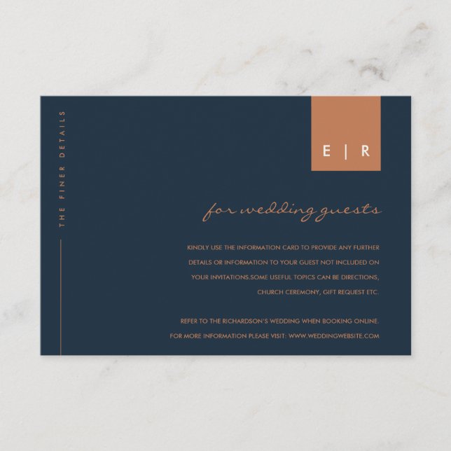 CARTE D'ACCOMPAGNEMENT ORANGE RUST ORANGE TYPOGRAPHIE DE LA MARINE MINIMA (Devant)