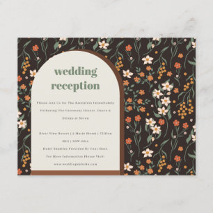 Carte D'accompagnement Orange Super Retro Arch Réception Mariage Floral