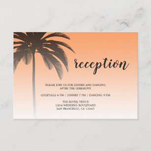 Carte D'accompagnement Orange Tropical Palm Tree Beach Mariage Réception