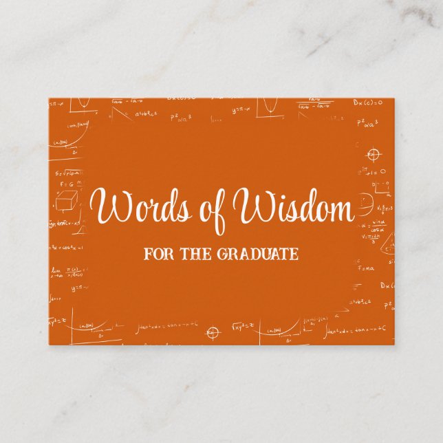 Carte D'accompagnement Orange White Graduate Words of Wisdom Advice (Devant)