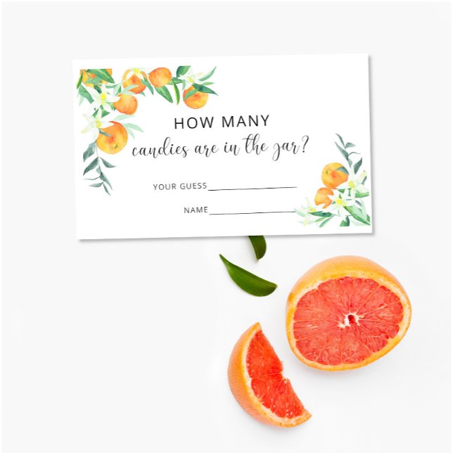 Carte D'accompagnement Oranges aquarelles combien de bonbons sont dans le (Créateur téléchargé)