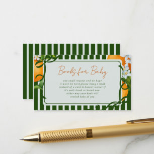 Carte D'accompagnement Oranges Citron Bandes Vertes Livres pour Bébé