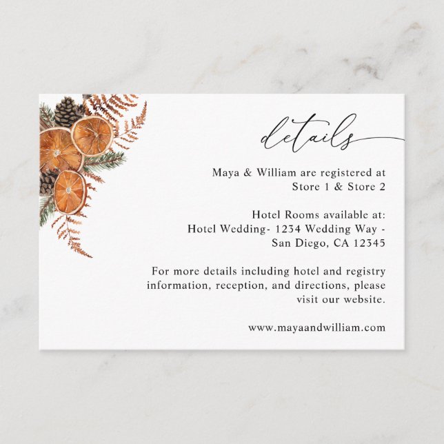 Carte D'accompagnement Oranges Rustic Holiday Détails (Devant)