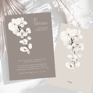 Carte D'accompagnement Orchidée blanche gris moderne Détails du Mariage