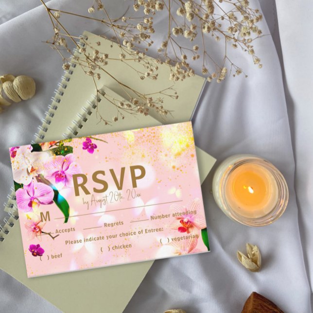 Carte D'accompagnement Orchidée romantique Bouque Mariage RSVP Enclôture  (Créateur téléchargé)