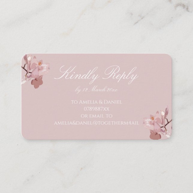 Carte D'accompagnement Orchidée Rose Foncé RSVP (Devant)