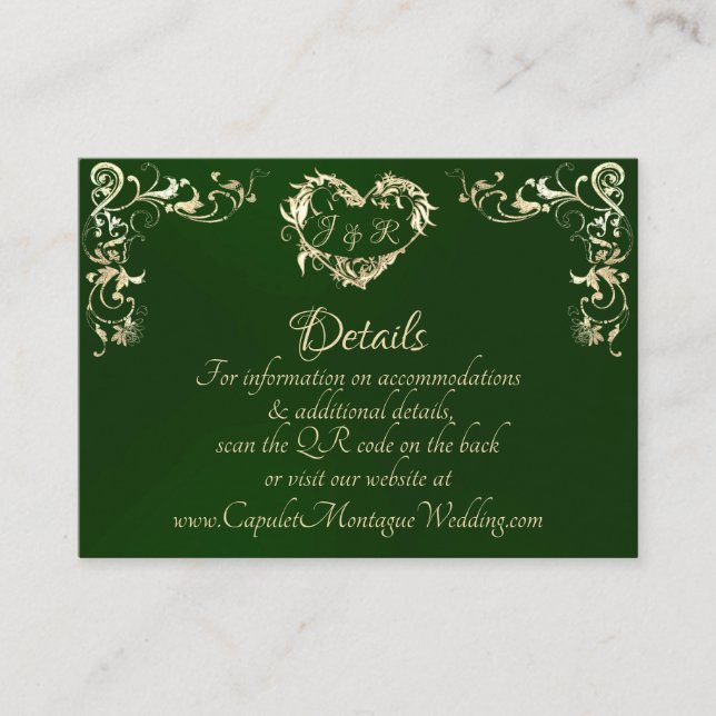 Carte D'accompagnement Ornate Frame & Heart - Emerald (Devant)