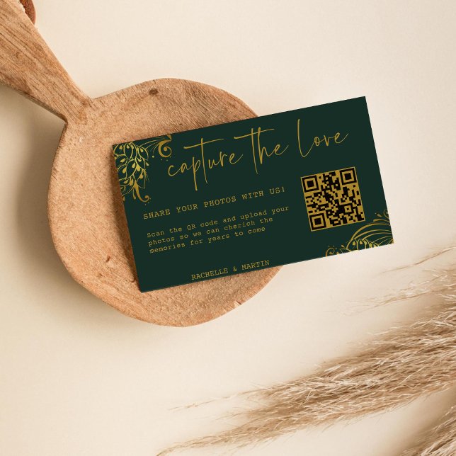 Carte D'accompagnement Ornate Gold Frills Capturer Le code Love QR (Créateur téléchargé)