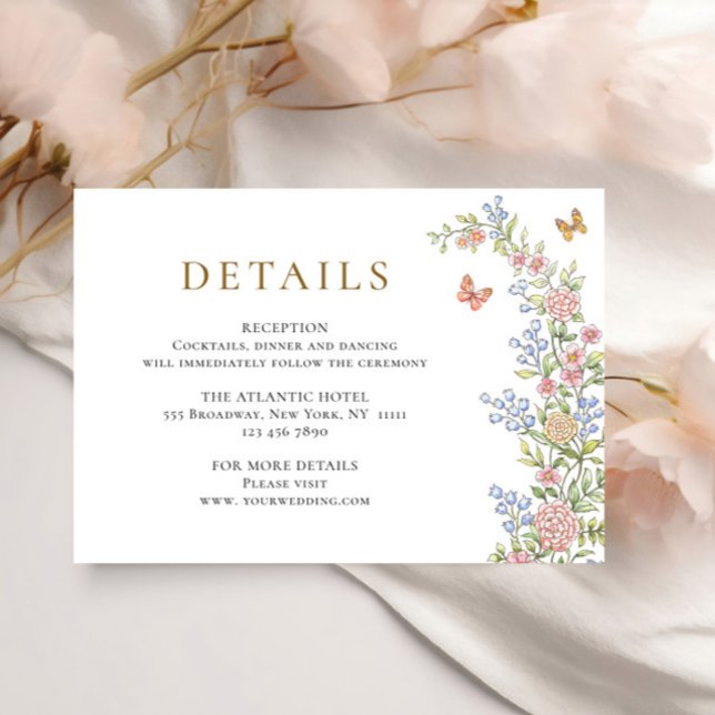 Carte D'accompagnement Ornate Grace Pastel Blush Floral Mariage Détails (Créateur téléchargé)