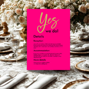 Carte D'accompagnement Oui Nous faisons Hot Pink Gold Mariage