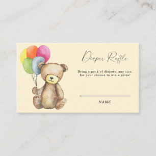 Carte D'accompagnement Ours avec ballons - tombola de couche neutre genre