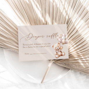 Carte D'accompagnement Ours Avec Balloons Baby shower Déchets Raffin