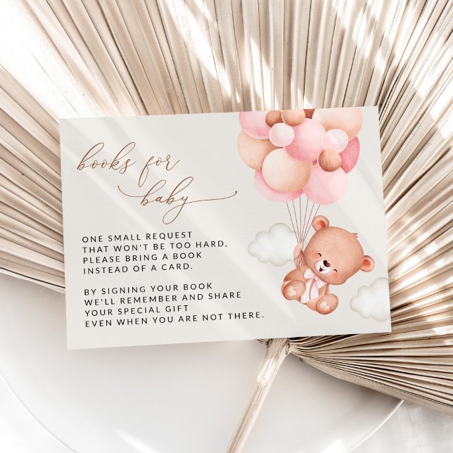 Carte D'accompagnement Ours En Conflit, Ballons Roses, Livres Pour Bébé (Créateur téléchargé)