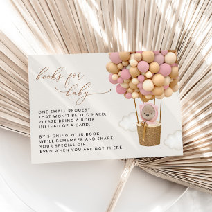 Carte D'accompagnement Ours En Conflit, Ballons Roses, Livres Pour Bébé