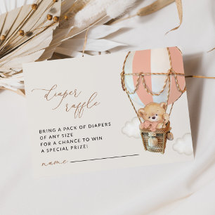 Carte D'accompagnement Ours En Conflit, Balloon À Air Chaud Rose, Barreau