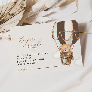 Carte D'accompagnement Ours En Foule, Balloon Brown À Air Chaud, Raffin À