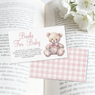 Carte D'accompagnement Ours en gingham rose Livres pour Baby Shower