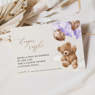 Carte D'accompagnement Ours En Jeu, Balloons Violets, Raffin De Brouillar