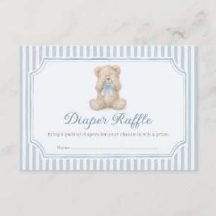 Carte D'accompagnement Ours en peluche à rayures bleues Baby Shower Tirag