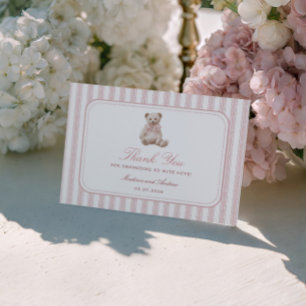 Carte D'accompagnement Ours en peluche à rayures roses pour Baby Shower R