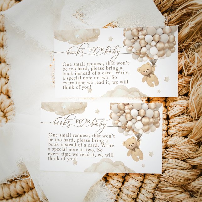 Carte D'accompagnement Ours en peluche avec ballons Baby shower neutre (Créateur téléchargé)