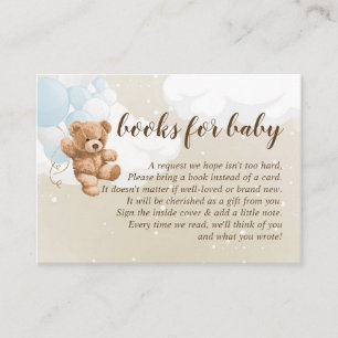 Carte D'accompagnement Ours en peluche avec Ballons Bleus Livres pour car