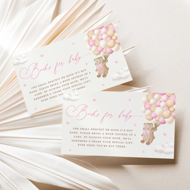 Carte D'accompagnement Ours en peluche avec ballons roses Demande de rése (Créateur téléchargé)