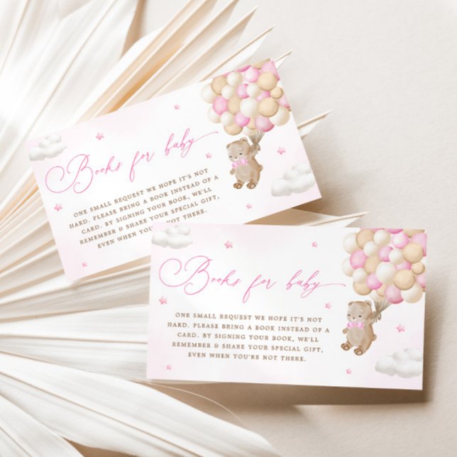 Carte D'accompagnement Ours en peluche avec ballons roses Demande de rése (Créateur téléchargé)