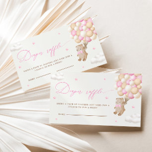 Carte D'accompagnement Ours en peluche avec ballons roses Raffin de couch